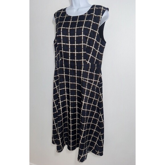 J.CREW Dresses & Skirts - J Crew Silk A Line Twill Midi Dress Black Blue Ivory Windowpane Check Women 10